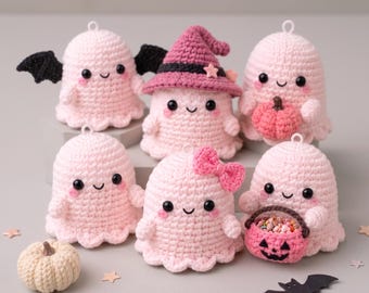 6in1 Mini Ghosts Crochet PDF Pattern - Beginner Friendly Crochet Bundle Ghost Amigurumi - Cute Halloween Easy and Quick Crochet Pattern