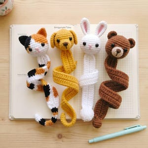 Leuke dierenboekenleggers bundel haakpatroon (PDF) - Eenvoudige amigurumi haaktutorial voor de start van het schooljaar - Haakcadeaus voor leerkrachten - Leesaccessoire
