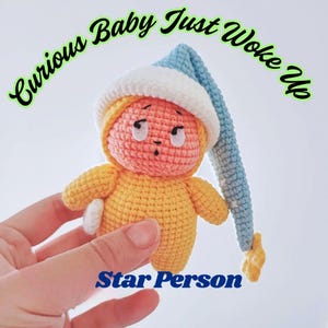 Sleeping Baby, Cute Baby Amigurumi, Pattern PDF, Sleepy Star Person Toy, Mini Plush Keychain DIY, Nursery Decor Gift, Handmade Baby Toy