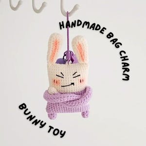 Curious Bunny Keychain, Cute Rabbit Amigurumi Pattern PDF, Funny Plush Toy, Beginner Friendly Crochet, Bag Charm, Handmade Gift Bunny Lovers