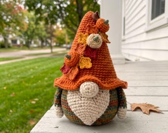Pumpkin Gnome Fall Decor Crochet PDF Pattern - Cozy Gnome Crochet Amigurumi - Easy Crochet Autumn Vibe Tutorial - Fall Gnome Crochet