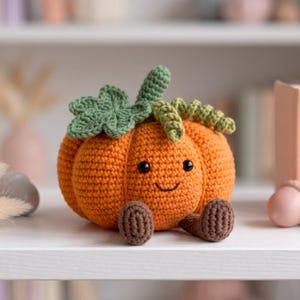 Jelly cat Pumpkin Crochet PDF Pattern - Cute Pumpkin Bag Charm Amigurumi Tutorial - Cozy Fall Decor Crochet Pattern - Pumpkin Amigurumi