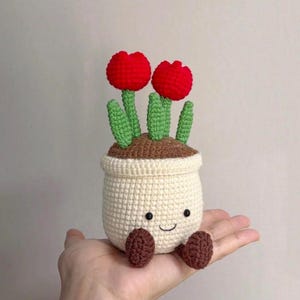 Jelly cat Tulip Pot Crochet PDF Pattern - Easy Crochet Flower Pot Amigurumi Tutorial - Cute Flower Pot Home Decoration, Cute Crochet Pattern