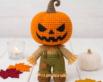 Halloween Scarecrow Crochet PDF Pattern - Cute Spooky Halloween Amigurumi Tutorial - Crochet Spooky Scarecrow Home Decoration