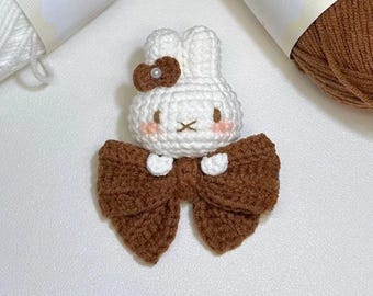 Bunny Bow Keychain Crochet Pattern - Cute Bunny Amigurumi - Small Bunny Bag Charm Crochet PDF Tutorial - Cute Animal Crochet
