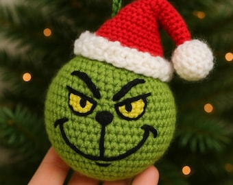 Christmas Ball Crochet PDF Pattern - The Thief Ornament Xmas Tree Decor - Christmas Bauble Crochet Amigurumi Xmas Decor