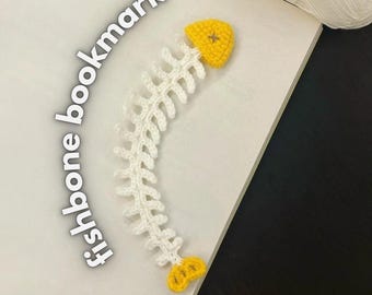 Crochet Fishbone Bookmark Pattern, Cute Fish Skeleton Amigurumi, Crochet Bookmarke, Handmade Book Lover Gift, Unique DIY Reading Accessory