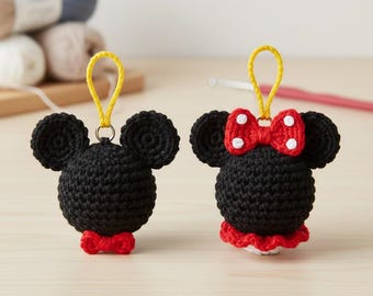 Mic.key Couple Crochet Keychain Pattern - Easy Crochet Dis.ney Couple for Valentine, How to Crochet Cute Love Couple Keychain Valentine Gift