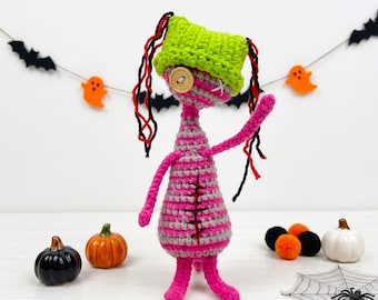 Creepy Doll Crochet PDF Pattern - Spooky Amigurumi Tutorial Halloween Decoration - Easy Crochet Spooky Doll Bag Charm