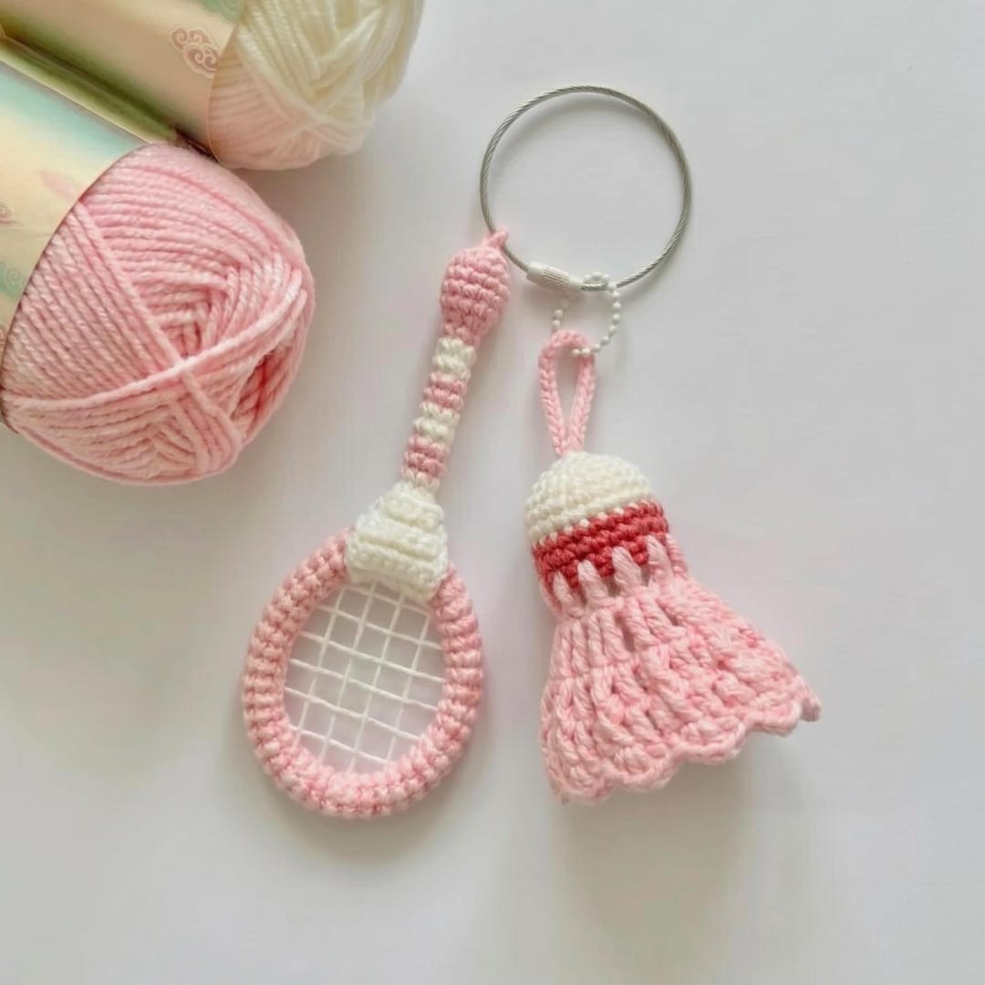 Badminton Keychain Crochet PDF Pattern Set - Racket & Shuttlecock ...