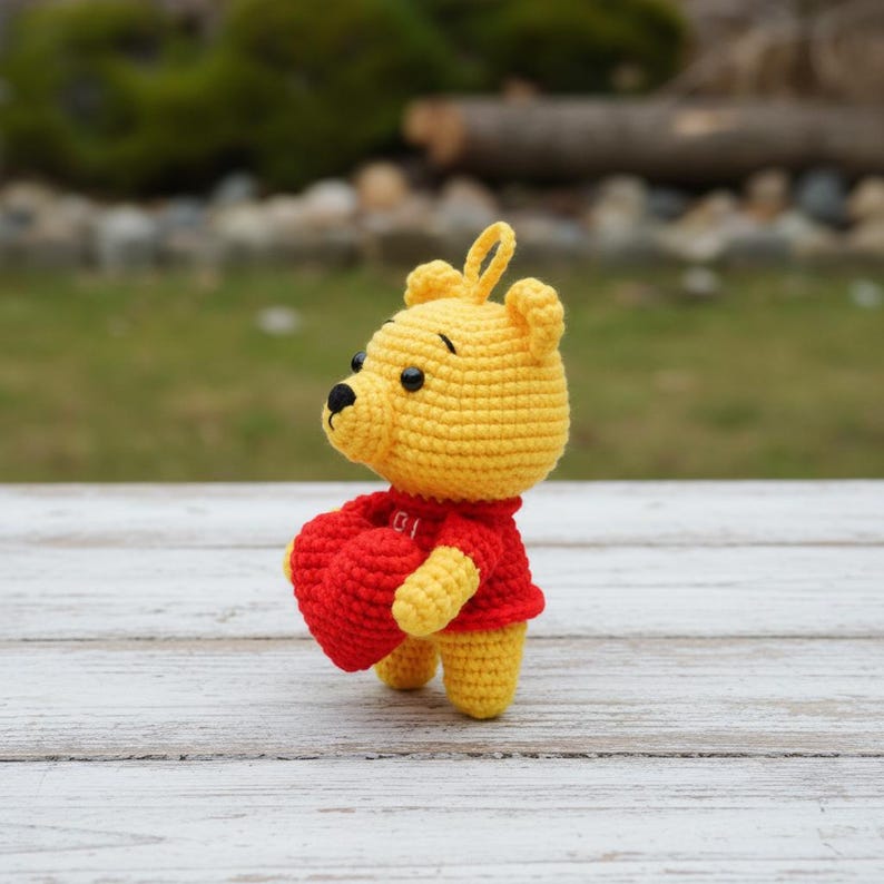 Poo.h Bear with Love Crochet PDF Pattern - How to Crochet Love Bear Keychain Crochet - Valentine Gift for Lover - Crochet Valentine Bear image 5