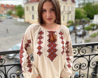 Ukrainische Bluse mit Stickerei, Vyshyvanka Leinenbluse, Leinenbluse, Leinenbluse, Leinenbluse, Leinen Bluse Vyshyvanka