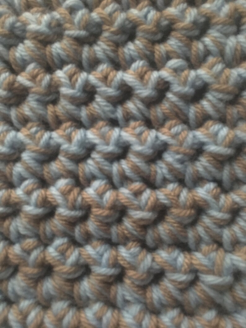 Lt Blue /& Khaki Hand Crocheted Vegan Tote Bag