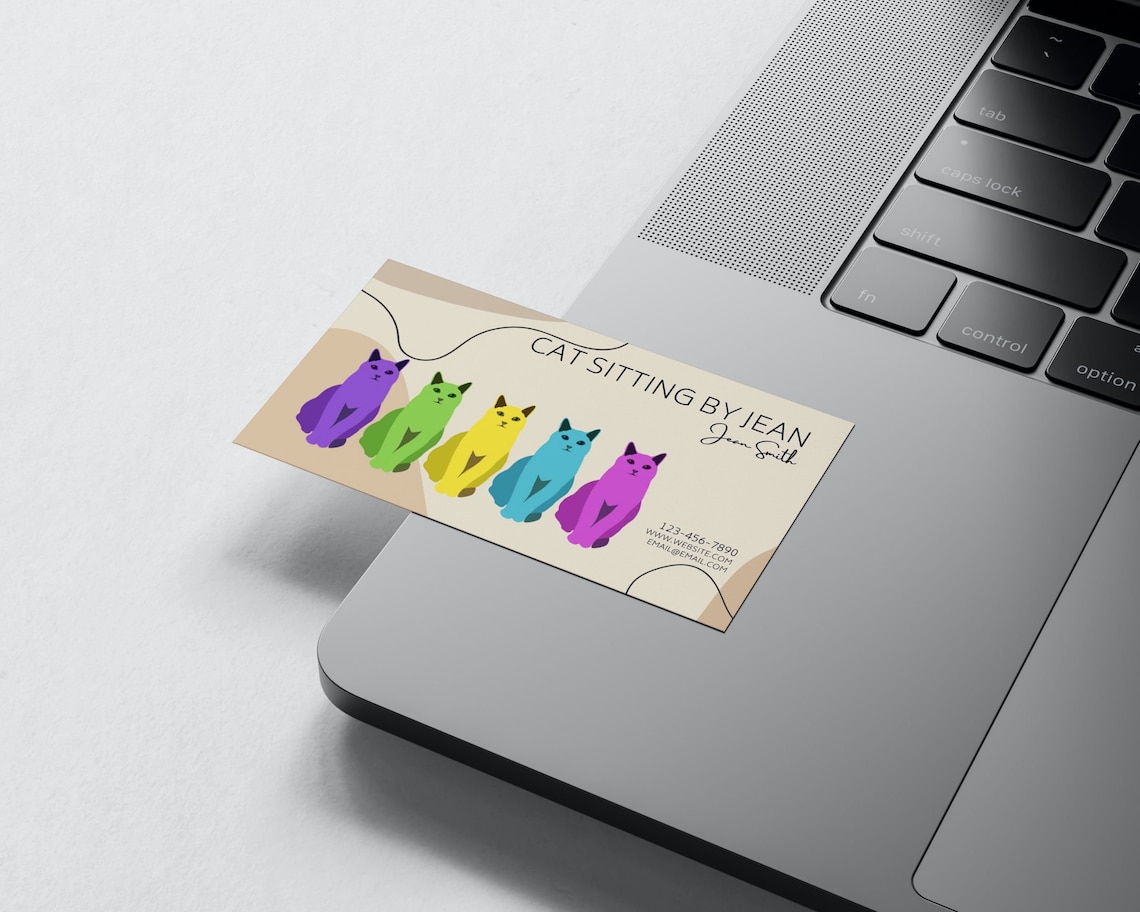 2 Sided Business Card Template Editable Canva Business Card Design Cat Sitter Cat Sitting