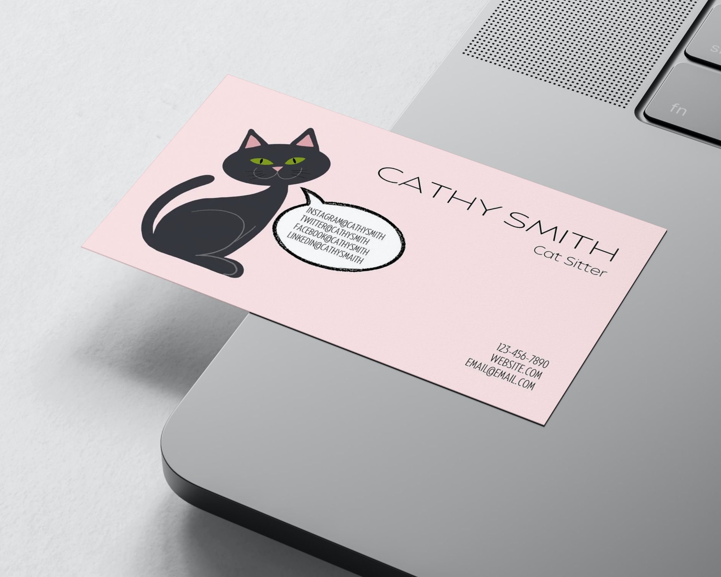 Business Card Template - Editable Canva Business Card Design - Cat ...