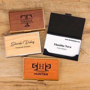 Estuche para tarjetas de presentación personalizado (solo palabras) / Regalo para compañeros de trabajo / Ideas de regalo para jefes / Tarjetero personalizado / Regalo corporativo / Regalo de Pascua