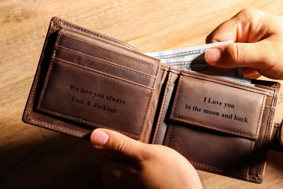 Engraved Genuine Leather Wallet,Personalized Wallet,Men Wallet,Groomsmen Wallet,Custom Wallet,Boyfriend Gift for Men,Father Day Gift for Him