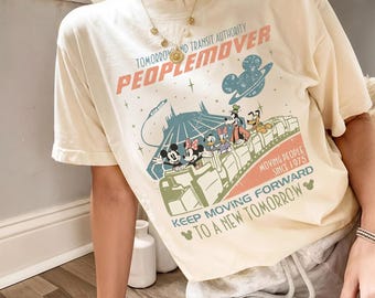 Vintage Mickey Friends Space Mountain PeopleMover Shirt, Tomorrowland Transit Authority Tee