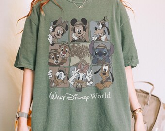 Disney Comfort Colors Safari Mickey and Friends Shirt, Animal Kingdom Family Vacation Shirt, Retro Family 2026 Matching Disney Trip T-Shirt