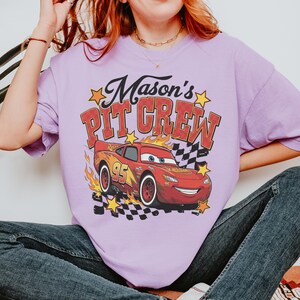 Retro Pit Crew Mama Lightning McQueen Birthday Shirt, Family Matching Disneycars Tee Other Color (Msg Me)