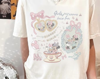 Retro Comfort Colors Disney Minnie & Daisy Summer Shirt, Girls Just Wanna Have Sun Tee, Disney Besties Shirt, Disneyworld Girls Trip Shirt