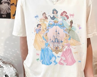 Comfort Colors® Vintage Disney Princess Shirt, Watercolor Castle Tee, Disneyland Princess Shirt, Disneyworld Trip Shirt, Family Matching Tee