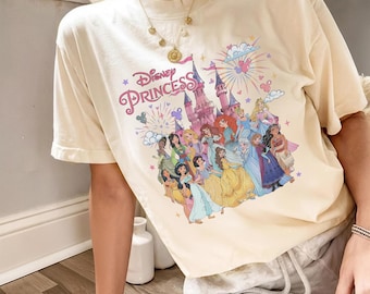Retro Comfort Colors Disney Princess Characters Shirts, Disneyland Princess Shirt, Disneyworld Trip Shirt, 2026 Family Matching Trip T-Shirt