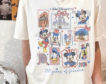 Retro Mickey and Friends 4th July 2026 Shirt, Disney Independence Day Tee, Disneyland Family, Walt Disney World T-shirt, WDW Trip Shirt 2026