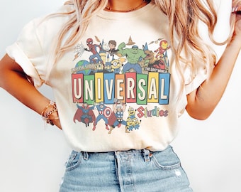 Camiseta con personajes de Universal Studios, camisetas de Universal Studios, camisetas de Disney World, camisetas de Universal Studios, camisetas de Universal Studios, camisetas de Universal Studios