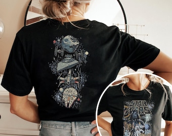 Camiseta vintage retro de Star Wars, Nave espacial Estrella muerta Que la Fuerza te acompañe Galaxy's Edge Darth Vader Disney World Disneyland