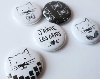 Magnets, cats, Bouche cousue, one inch, art, accessories, office, gift for friends, hearts, kittens, animals. l like cats, cat magnet