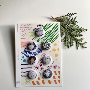 Épinglettes, Bouche cousue, ensemble de 7 pins, cadeau, botanique, cadeau de Noel, cadeau de fête, avec petite carte, arts, accessoires mode