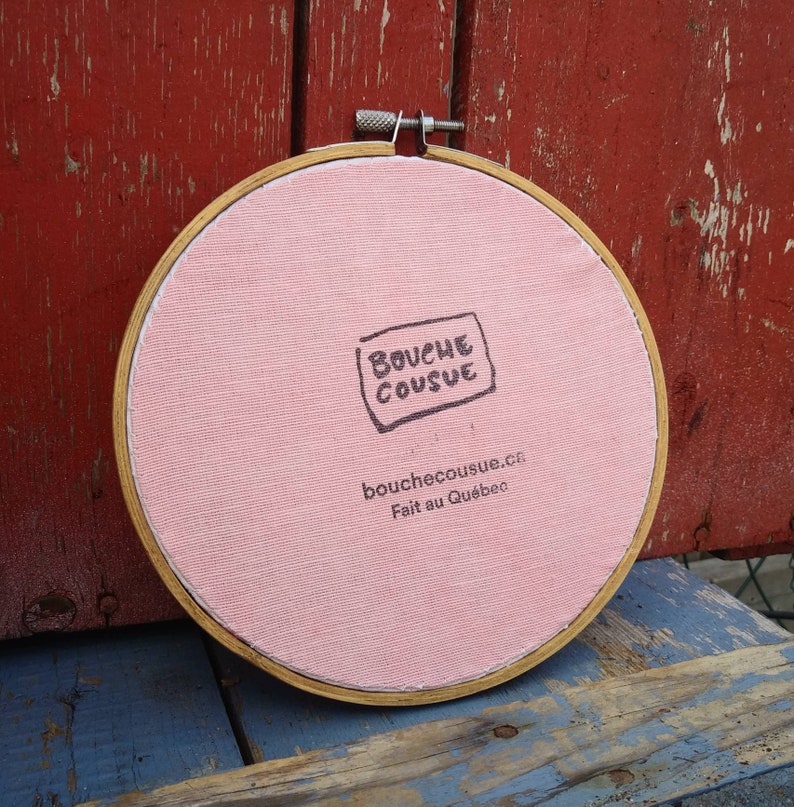 pink hoop art Mural art Bouche cousue gift party embroidery heart home decor leafs,