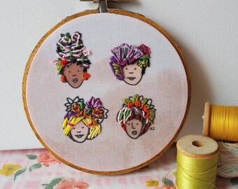pink hoop art Mural art Bouche cousue gift party embroidery heart home decor leafs,