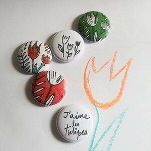 Aimants, tulipes, Bouche cousue, j'aime les tulipes, cadeau papeterie, fait au Québec, cadeau pour tous, cadeau de Pâques, carte de voeux