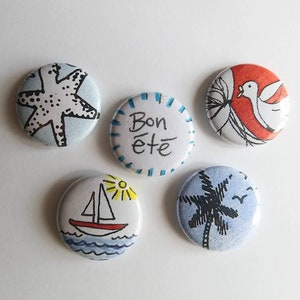 Magrets, nice trip, bon été, Bouche cousue, bird, sea star, boat, palm tree, accessories, gift for teacher, art magnet, have a great summer Bon été