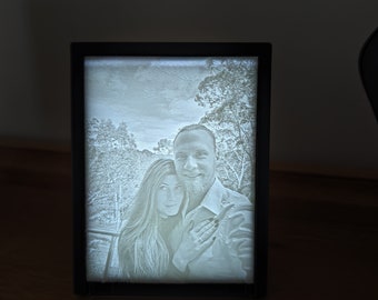 Interchangeable lithophane personalized framed 3D printed photo memory light box special occasion photos