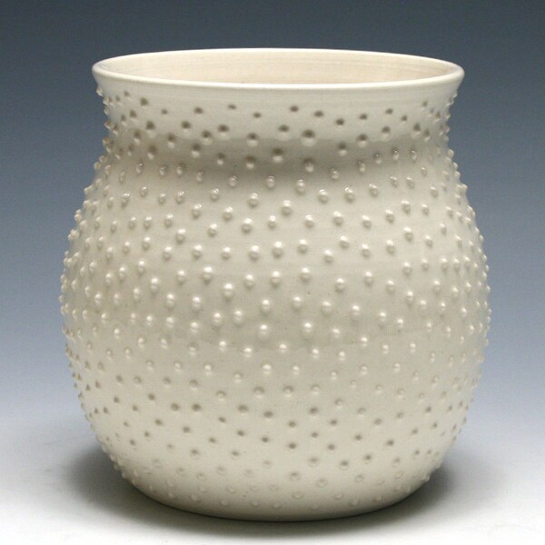 White Vase with Raised Dots