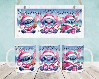 Weihnachtskarikatur 11oz Becher Png, Weihnachten blaues Monster 11oz Becherverpackung, Weihnachten 11oz Becher Png, Cartoon Kaffeebecherverpackung, Weihnachtsbecher