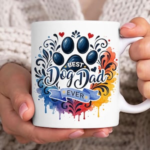 Best Dog Dad 11oz Mug Wrap, Dog Dad 11oz Mug Template, Dog Lover 11oz Mug Png, Fathers Day Coffee Mugs Png, Best Dog Dad Ever Mug Wrap