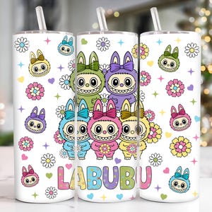 Trendy Pink Cartoon 20oz Skinny Tumbler, Cartoon 20 oz Tumbler Wrap, Cartoon Characters 20oz Tumbler Png, Straight and Tapered 20oz Wrap