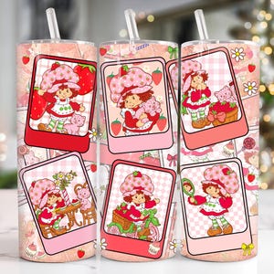 Erdbeere Charakter 20 Unzen Skinny Tumbler, Cartoon 20 Unzen Tumbler Wrap, Comicfiguren 20 Unzen Tumbler Png, gerade und konische 20 Unzen Wrap