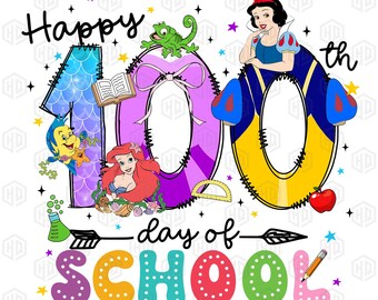 100 Days Of School Png, Cartoon Princess 100 Days Png, 100 Days Of School Cartoon Characters Png, Happy 100 Days Of School, School Png