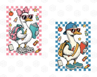 Kokette Alberne Gans Png, Trendige zurück zu Schulgans Png, Jungen-Mädchen-Gans Png, erster Tag der Schule Png, Lehrer-Png, zurück zu Schulgans