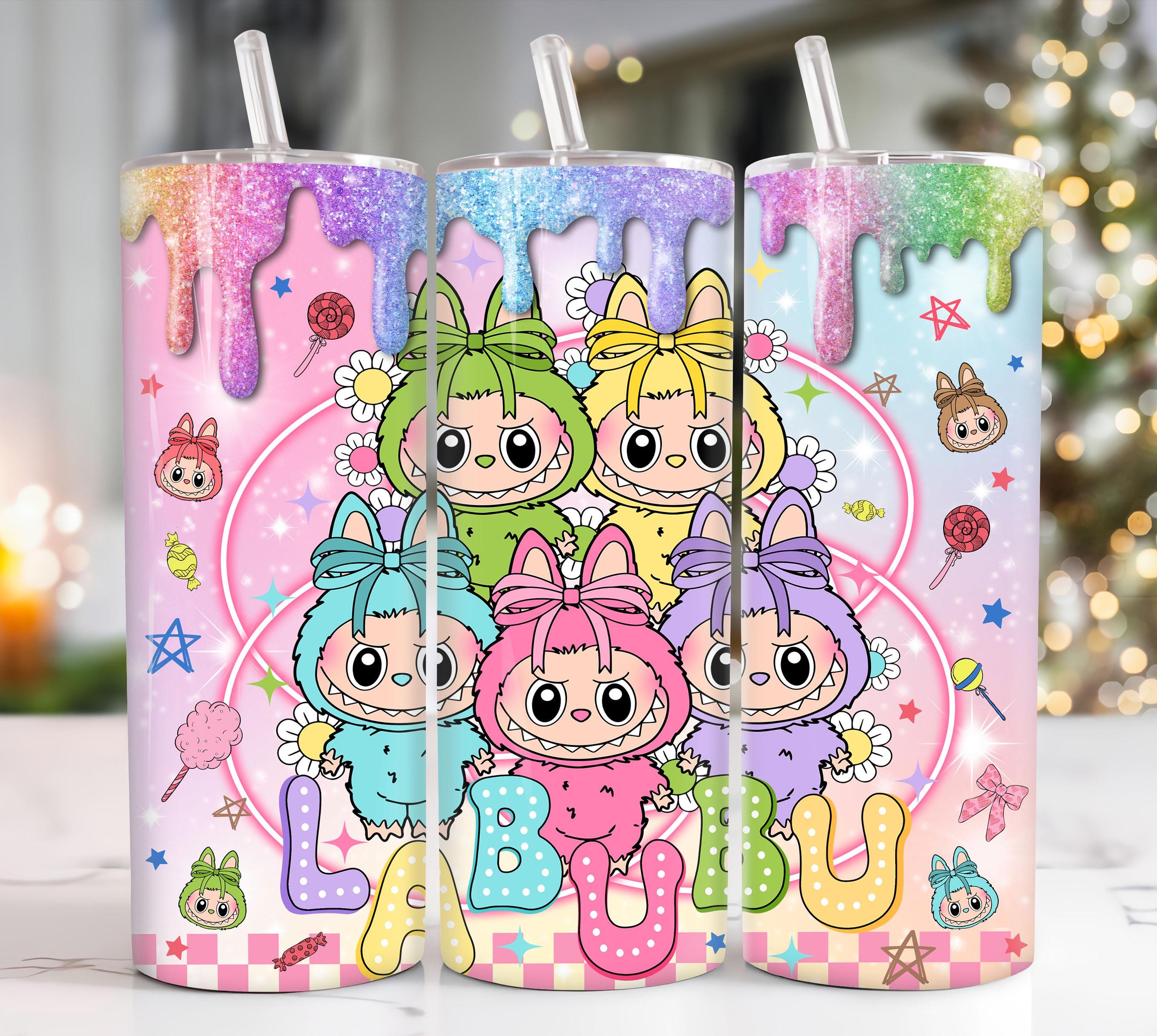 Trendy Pink Cartoon 20oz Skinny Tumbler, Cartoon 20 oz Tumbler Wrap, Cartoon Characters 20oz Tumbler Png, Straight and Tapered 20oz Wrap