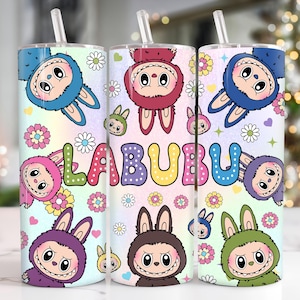 Trendy Pink Cartoon 20oz Skinny Tumbler, Cartoon 20 oz Tumbler Wrap, Cartoon Characters 20oz Tumbler Png, Straight and Tapered 20oz Wrap