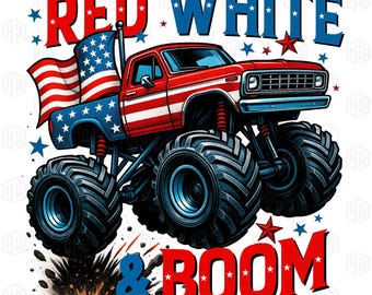 Blanc rouge et boom Png, America Monster Truck Png, USA Truck Png, 4 juillet Monster Truck Png, Patriotic Truck Png, 4 juillet Png