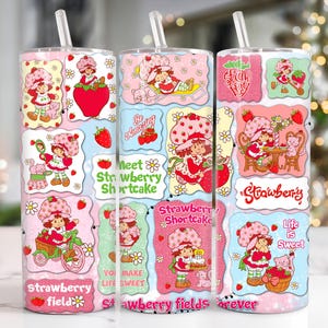 Erdbeere Charakter 20 Unzen Skinny Tumbler, Cartoon 20 Unzen Tumbler Wrap, Comicfiguren 20 Unzen Tumbler Png, gerade und konische 20 Unzen Wrap