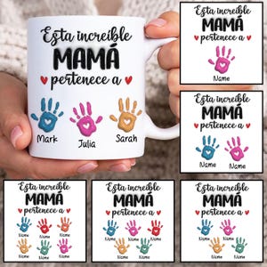 Custom Up to 6 Kids Handprint Mom 3D Inflated Mug Wrap, Mama 11oz Mug Template, Mom Hand 11oz Mug Png, Mothers Day Coffee Mugs Png