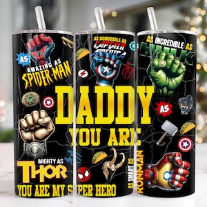 Best Dad Ever 20oz Skinny Tumbler, Father&#39;s Day Fist Bump, Hand Fist Bump Png, Super Dad and Children Hands 20oz Tumbler Wrap